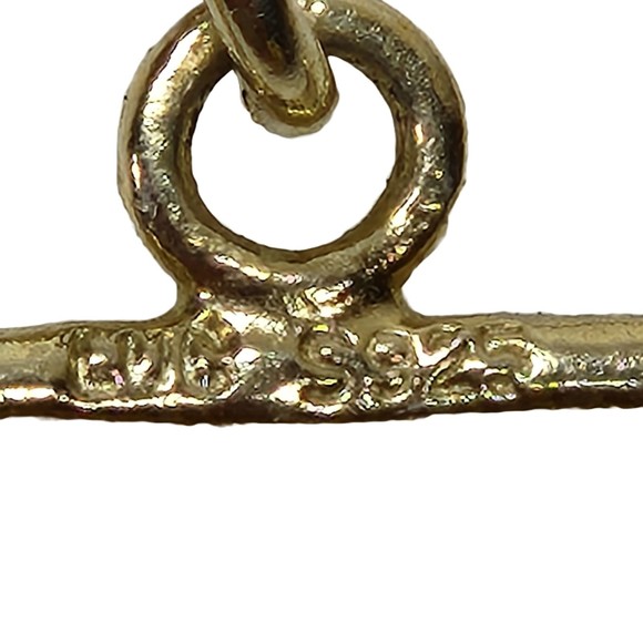 Multi Layer Chain & Mother of Pearl Necklace Toggle 925 Clasp 26 in. Gold Tone - Picture 8 of 8